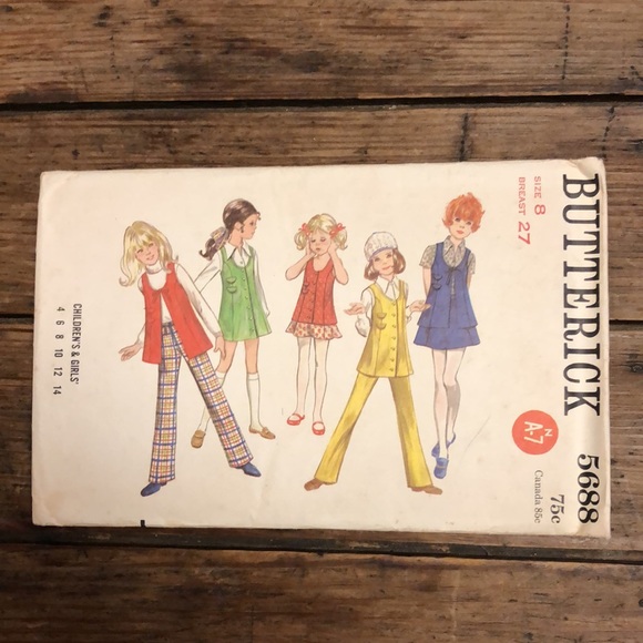 2 Vintage Butterick patterns girls sz8 circa 1970 - Picture 4 of 6
